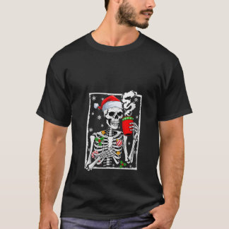 Frauen Funny Skeleton Trinken heißer Kaffee Merry T-Shirt