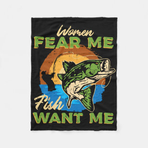 Frauen fürchten mich Fisch Woll Fishing Funny Angl Fleecedecke