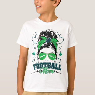 Frauen Fußll Mama Mess Bun Fußll Liebe Fußll Spiel T-Shirt