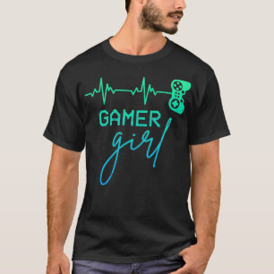 Frauen Gamer Niedlich Gamer Girl Heartbeat Girly V T-Shirt