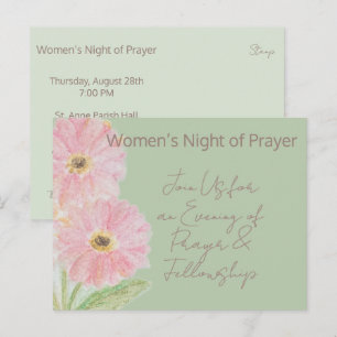 Frauen-Gebetsnacht Wasserfarbe Floral-Einladung Postkarte