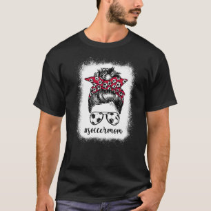 Frauen geblasen Fußball Mama Messy Bun Soccer T-Shirt