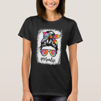 Frauen gebleicht Messy Bun Mama Life Gefärbte Kraw T-Shirt