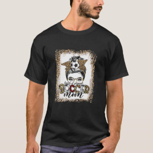 Frauen Gebleichtes Soccer-Mom-Leopard Lustig Mutte T-Shirt