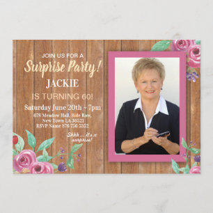 Frauen Geburtstagsparty Foto Blume Wood Einladung