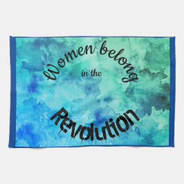 Frauen gehören in der Revolutionsblau-Wasserfarbe Geschirrtuch