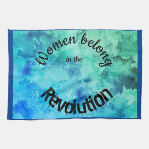 Frauen gehören in der Revolutionsblau-Wasserfarbe Geschirrtuch