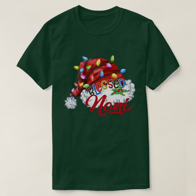 Frauen gesegnet Noni Weihnachtsmannmütze Xmas Ligh T-Shirt (Design vorne)