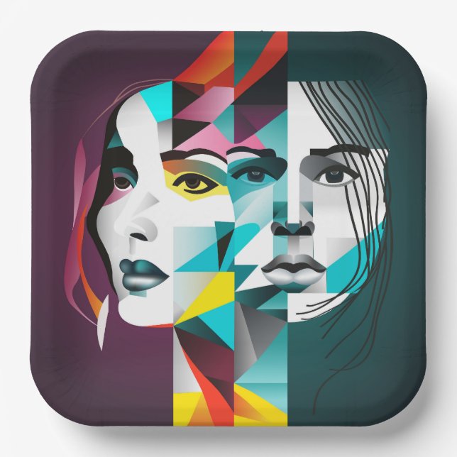 Frauen Gesicht Pappteller (Vorderseite)