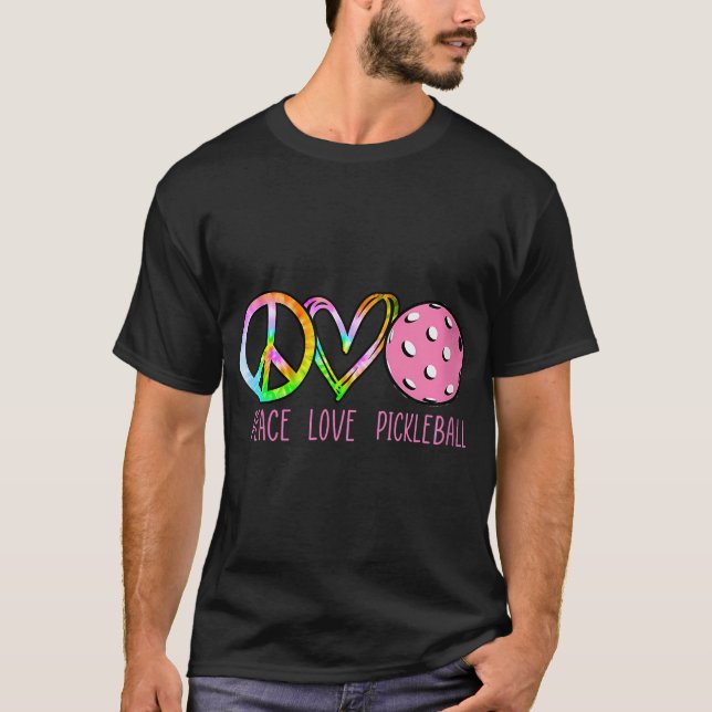 Frauen Girls Pickleball Remüde Ladys Peace Liebe T-Shirt (Vorderseite)