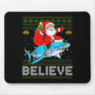 Frauen glauben Weihnachten Lustiger Santa-Reit-Sha Mousepad