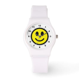 Frauen glücklich Gesicht Sporty White Silicon Watc Armbanduhr