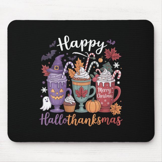 Frauen glücklich Hallothanksmas Kaffee Lover Hallo Mousepad (Vorne)