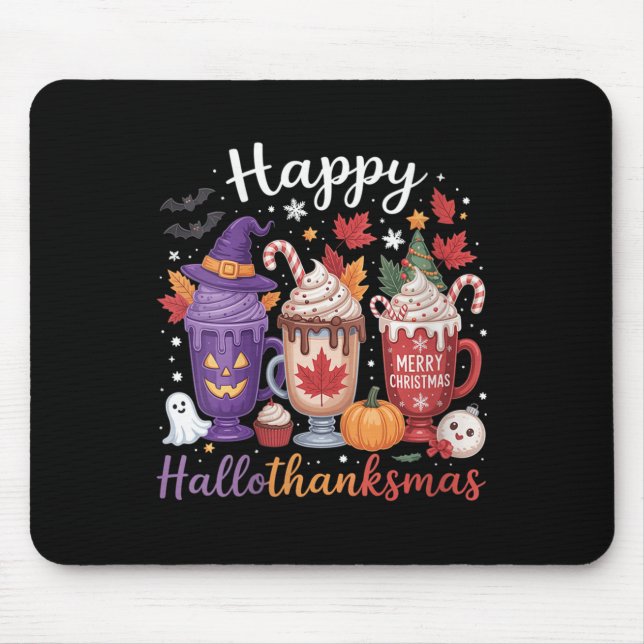 Frauen glücklich Hallothanksmas Kaffee Lover Hallo Mousepad (Vorne)