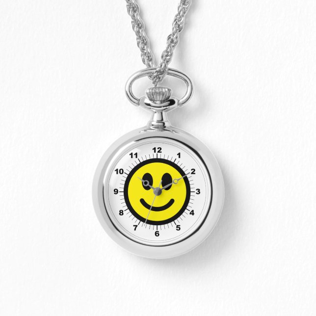 Frauen glückliche Gesicht Wraparound Silver Watch Armbanduhr (Vorderseite)