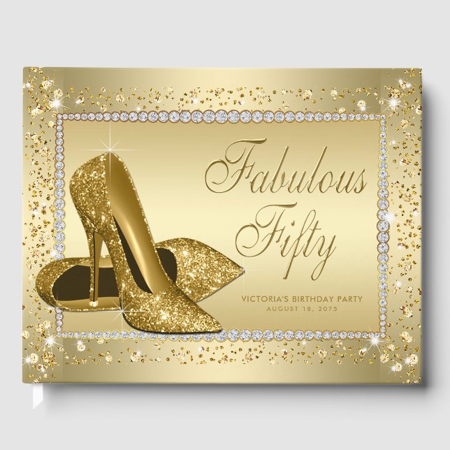 Frauen Gold Shoes 50. Geburtstagsparty Gästebuch (Vorderseite)