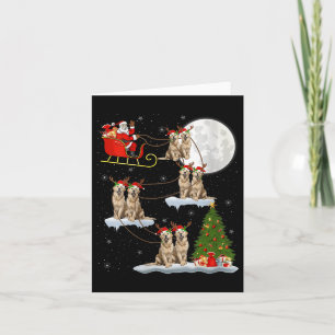 Frauen Golden Retriever Hund Weihnachtsmann Schlit Karte