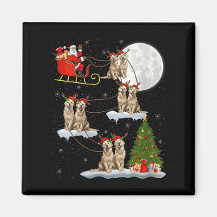 Frauen Golden Retriever Hund Weihnachtsmann Schlit Magnet
