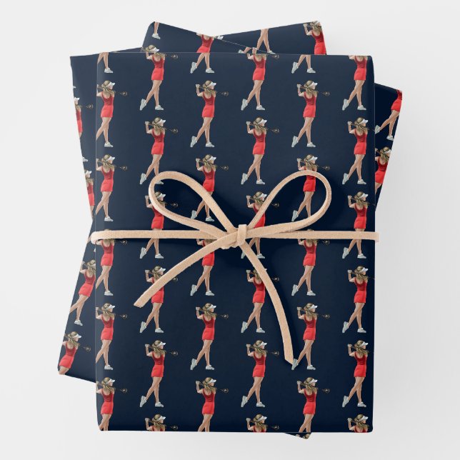 Frauen Golfer nach dem Geschenk für das Laufwerksp Geschenkpapier Set (Beispiel)