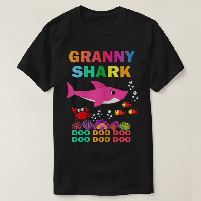 Frauen Granny Shark Shirt passt Familienmutter (Design vorne)
