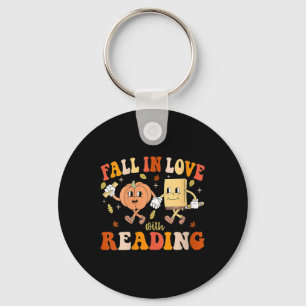 Frauen Groovy Fall In Liebe Mit Lesen Thanksgivi Schlüsselanhänger