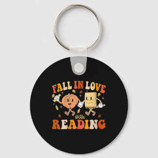 Frauen Groovy Fall In Liebe Mit Lesen Thanksgivi Schlüsselanhänger