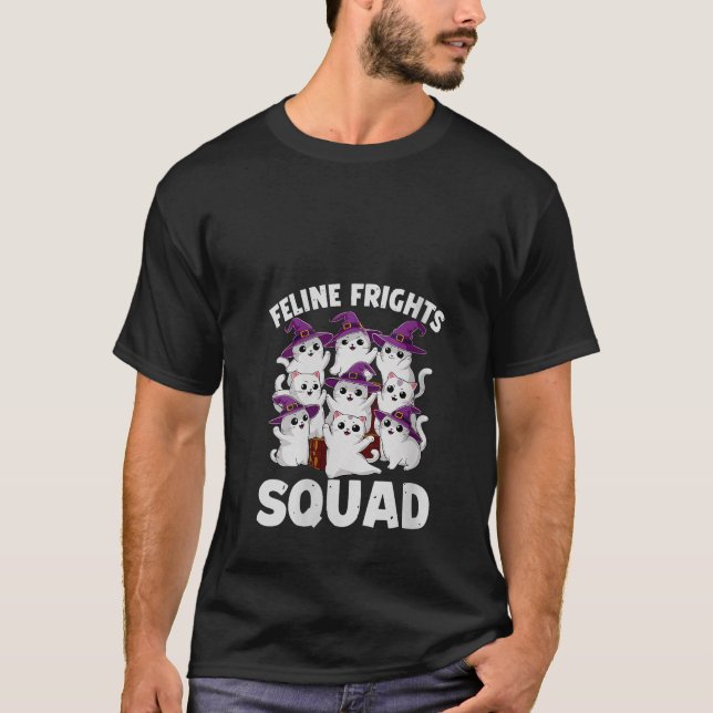 Frauen Groovy Feline Frights Squad Spooky Cats Lov T-Shirt (Vorderseite)
