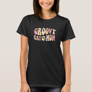 Frauen Groovy Katze Mutter Pastell Hippie Retro 70 T-Shirt
