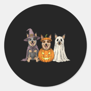 Frauen Gruseliger Geist Blue Heeler Kürbis Hallowe Runder Aufkleber