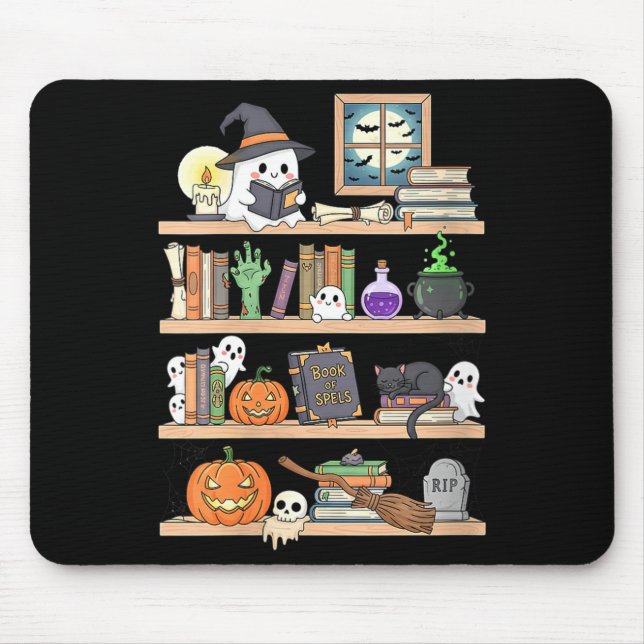 Frauen Halloween Bücher Geist  Mousepad (Vorne)