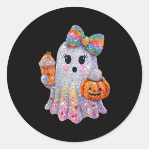 Frauen Halloween Gruseliger Boo Geist Süßer Geist Runder Aufkleber