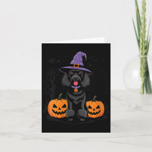 Frauen Halloween Hexe Schwarz Standard Poodle Hund Karte