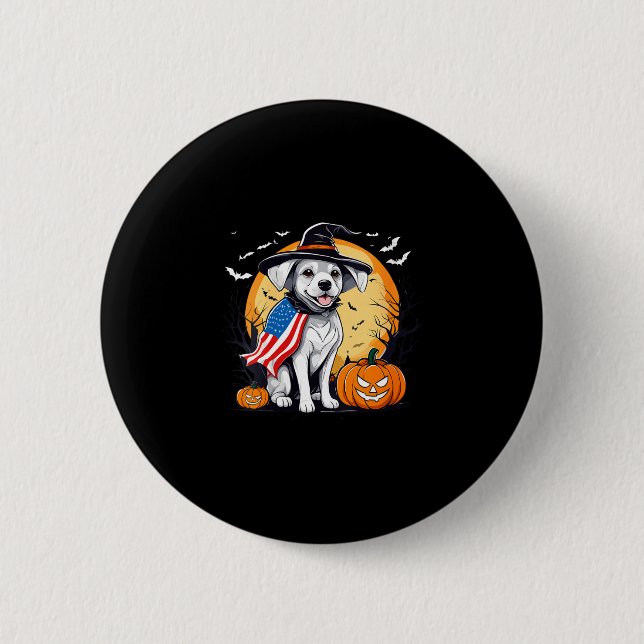 Frauen Halloween Hund  Button (Vorderseite)
