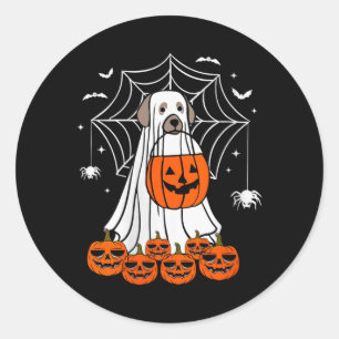 Frauen Halloween Hund Geist V-Ausschnitt Runder Aufkleber