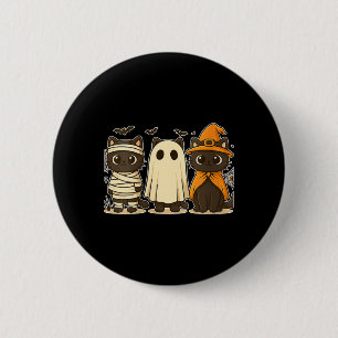 Frauen Halloween Lustiger Kürbis Halloween Schwarz Button