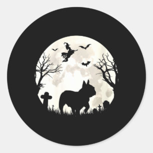 Frauen Halloween Mond French Bulldog Kostüm Hund Runder Aufkleber
