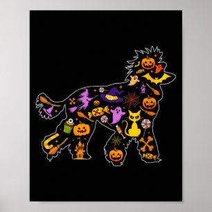 Frauen Halloween Pudel Hund Poster