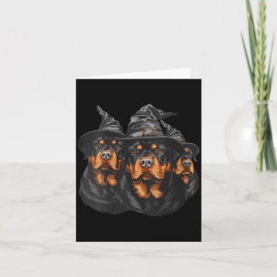 Frauen Halloween Rottweiler Hunde Hexe Süß Gruseli Karte