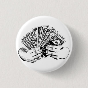 Frauen halten Geld in Dollar-Scheine, Kunst Button