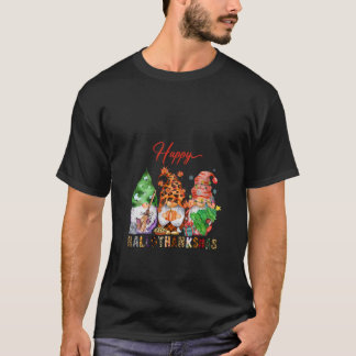 Frauen Happy Hallothanksmas Süße Gnome Fall Hallo T-Shirt