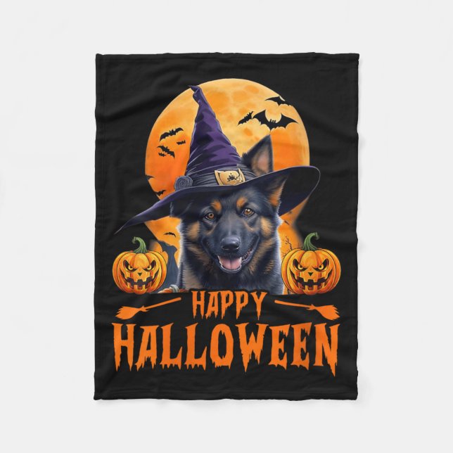 Frauen Happy Halloween Hund 1 Fleecedecke (Vorderseite)