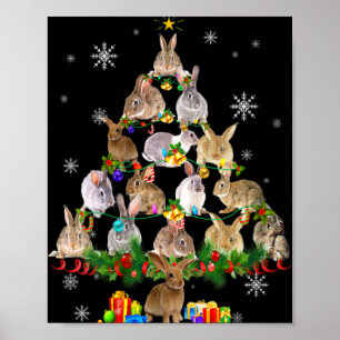 Frauen Hasen Weihnachtsbaum Schnee Lustiger Hase X Poster