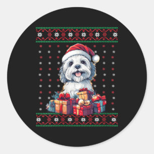 Frauen Havanese Weihnachtsmannmütze Hund Lover Xma Runder Aufkleber