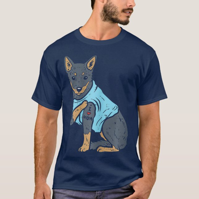 Frauen Heeler I Liebe Mama Tier Rotblauer Hund T-Shirt (Vorderseite)