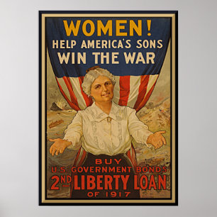 Frauen helfen Amerikas Sohn mit Vintage-Kriegsanle Poster