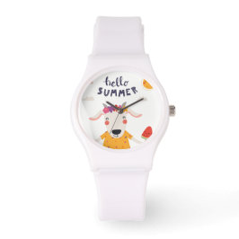 Frauen Hello Summer Sportive Silicon Blanc Armbanduhr