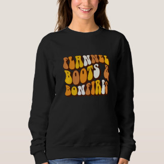 Frauen Herbst Flanell Stiefel und Lagerfeuer Herbs Sweatshirt