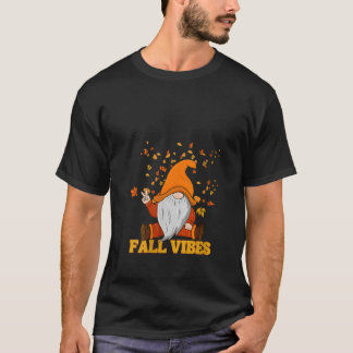 Frauen Herbst Vibes Gnom Friedenszeichen Blätter H T-Shirt