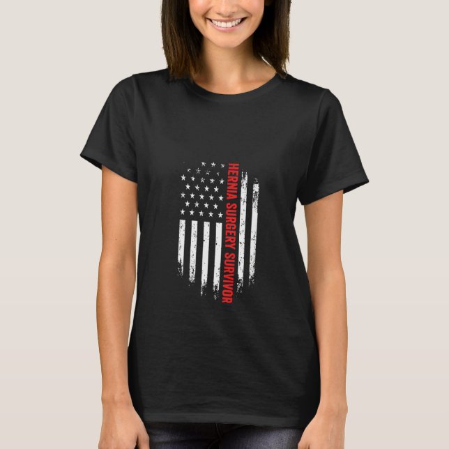 Frauen Hernia Operation Überleben Amerikanische Fl T-Shirt (Vorderseite)