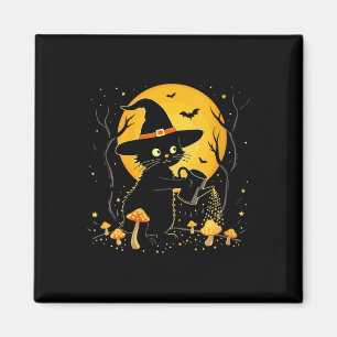 Frauen Hexen Schwarze Katze Gartenarbeit Pilze Hal Magnet